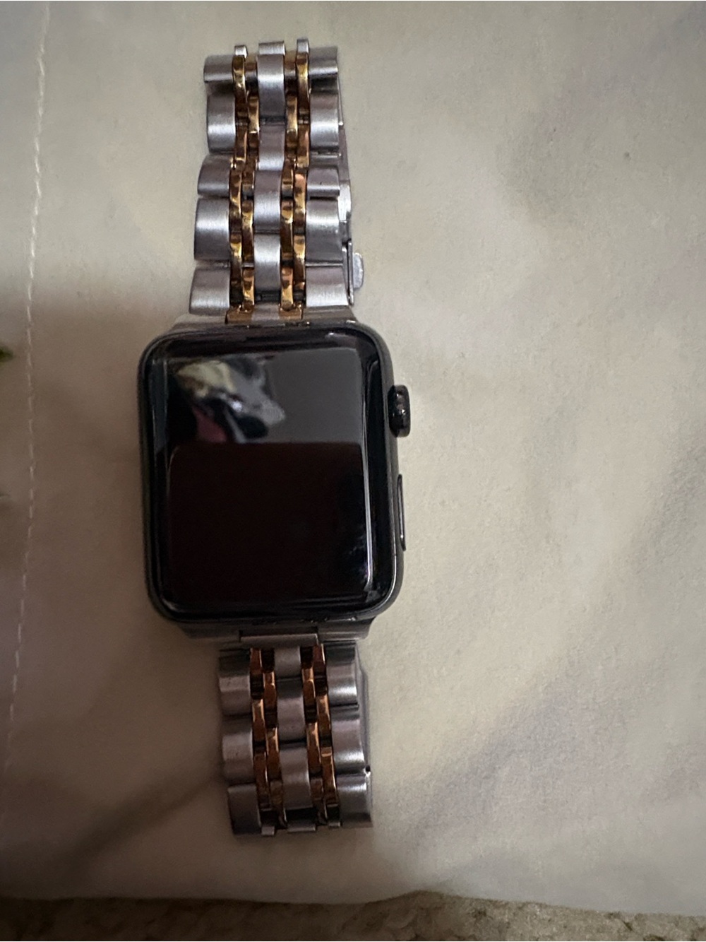 Apple Watch with Silver and Gold Two-Tone Metal Link Band